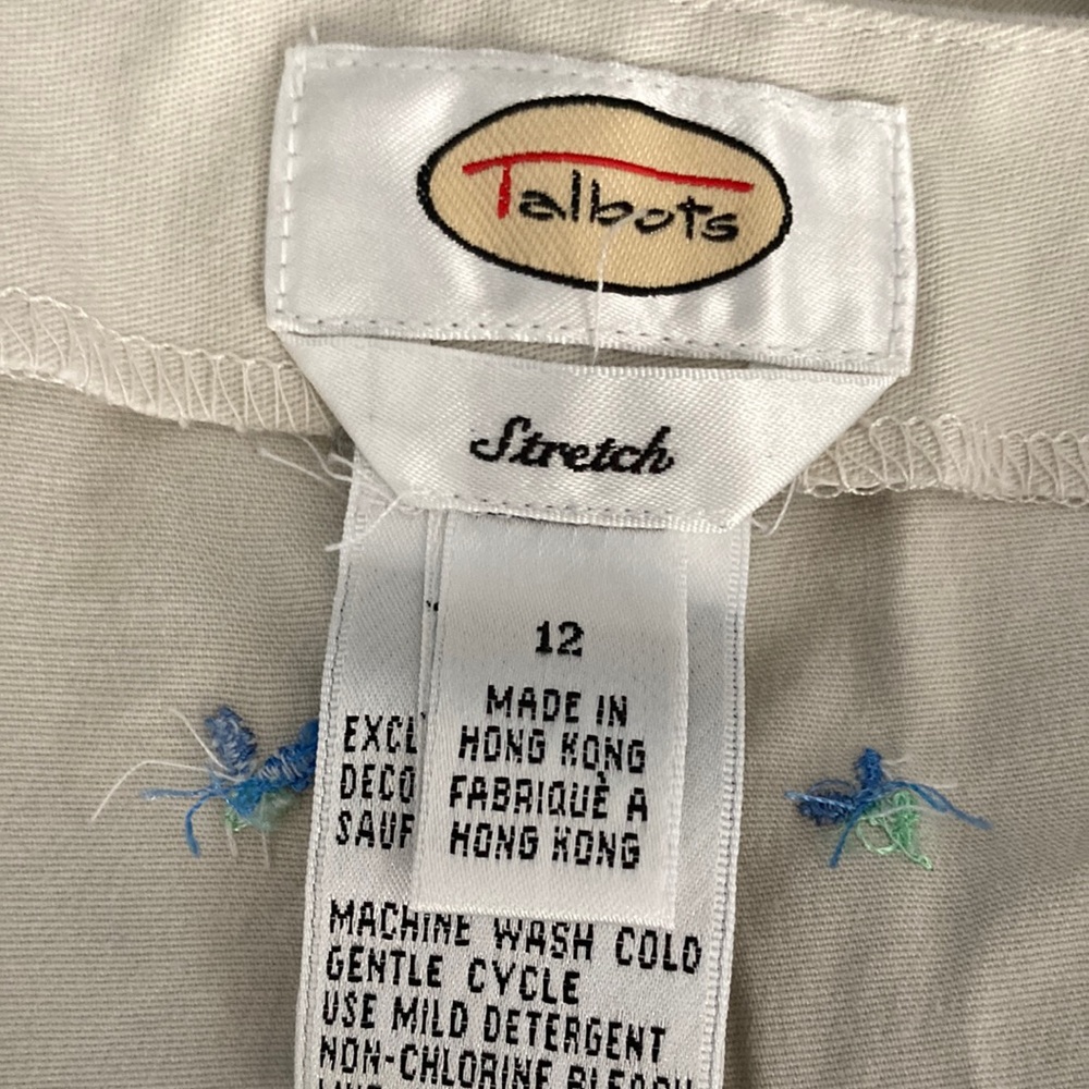Talbots side zip embroidered ankle pant size 12